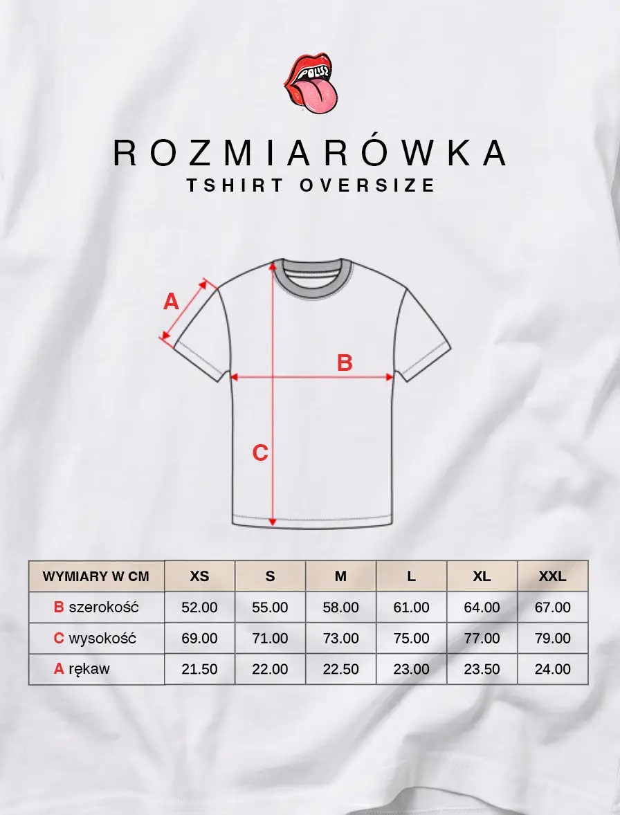 tshirt oversizer rozmiarówka