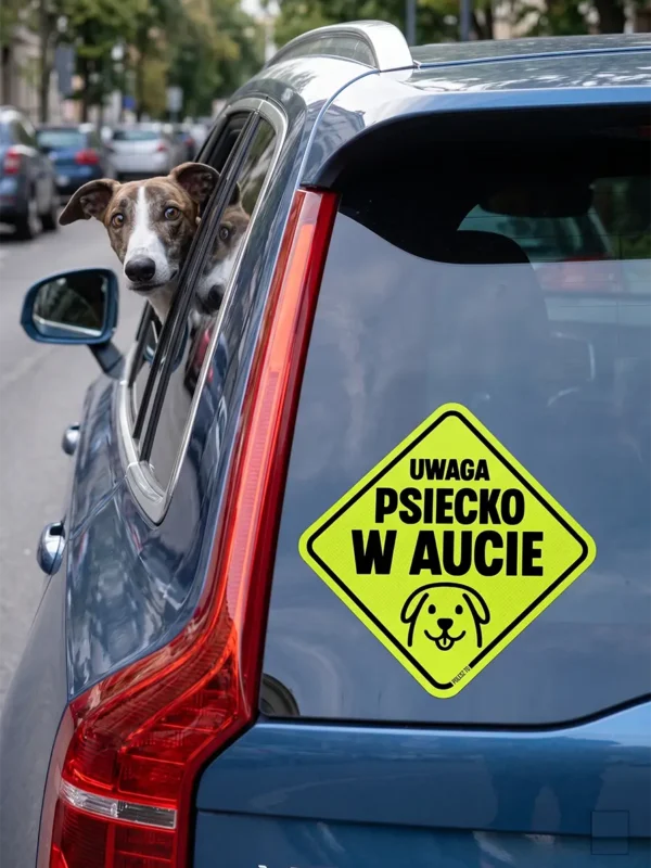 naklejka psiecko w aucie